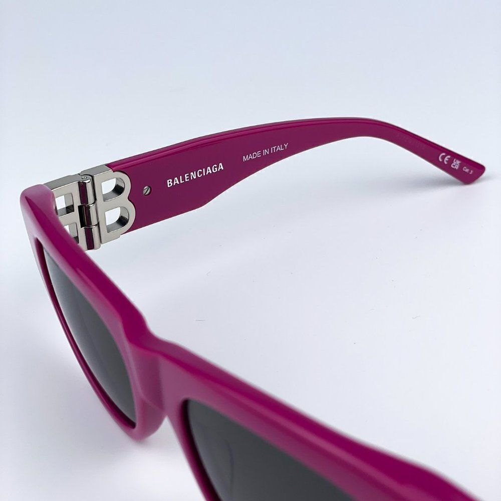 NEW Balenciaga BB0095S 017 Fuchsia Pink Silver Grey Cat Eye Unisex Sunglasses - Picture 11 of 14